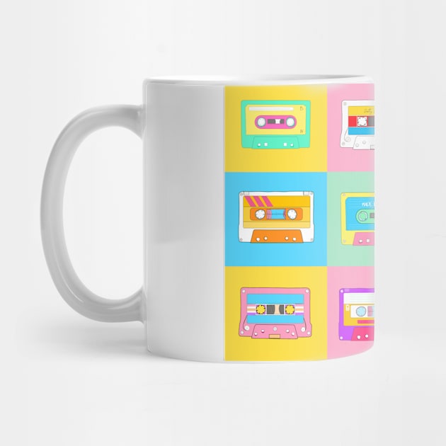 Retro Cassette Tapes in Rainbow Colors by The Lily and The Lark